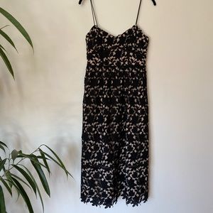 Club Monaco Black and Tan Crochet Lined Dress